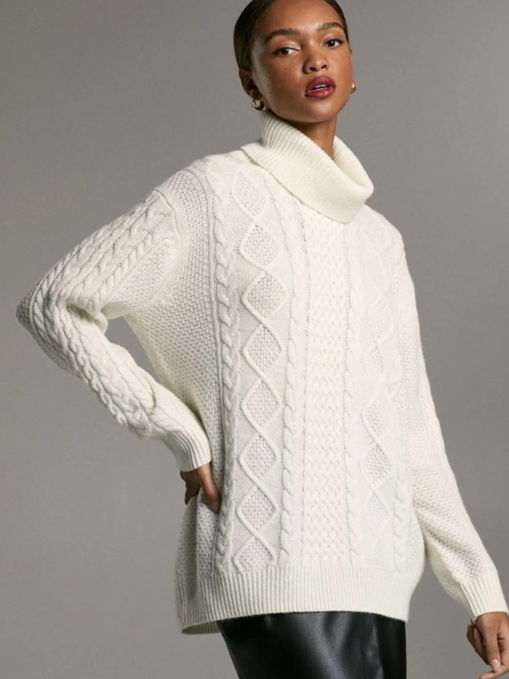 Aritzia Babaton Erickson Cableknit Wool & Cashmere Turtleneck Sweater Medium